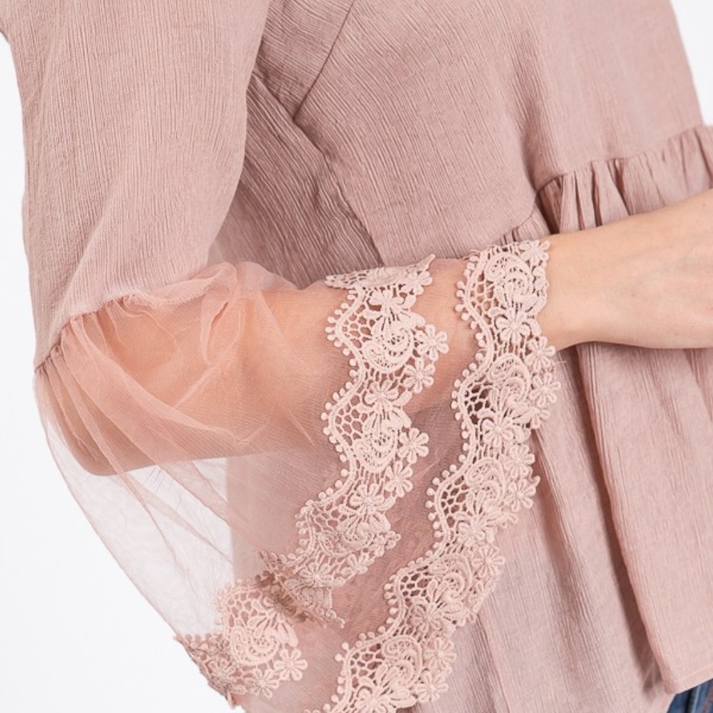 Lace Bell Sleeve Top - Picture 3 of 7